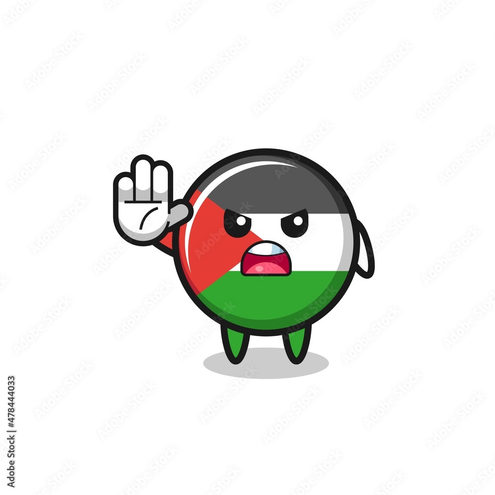 palestine flag character doing stop gesture