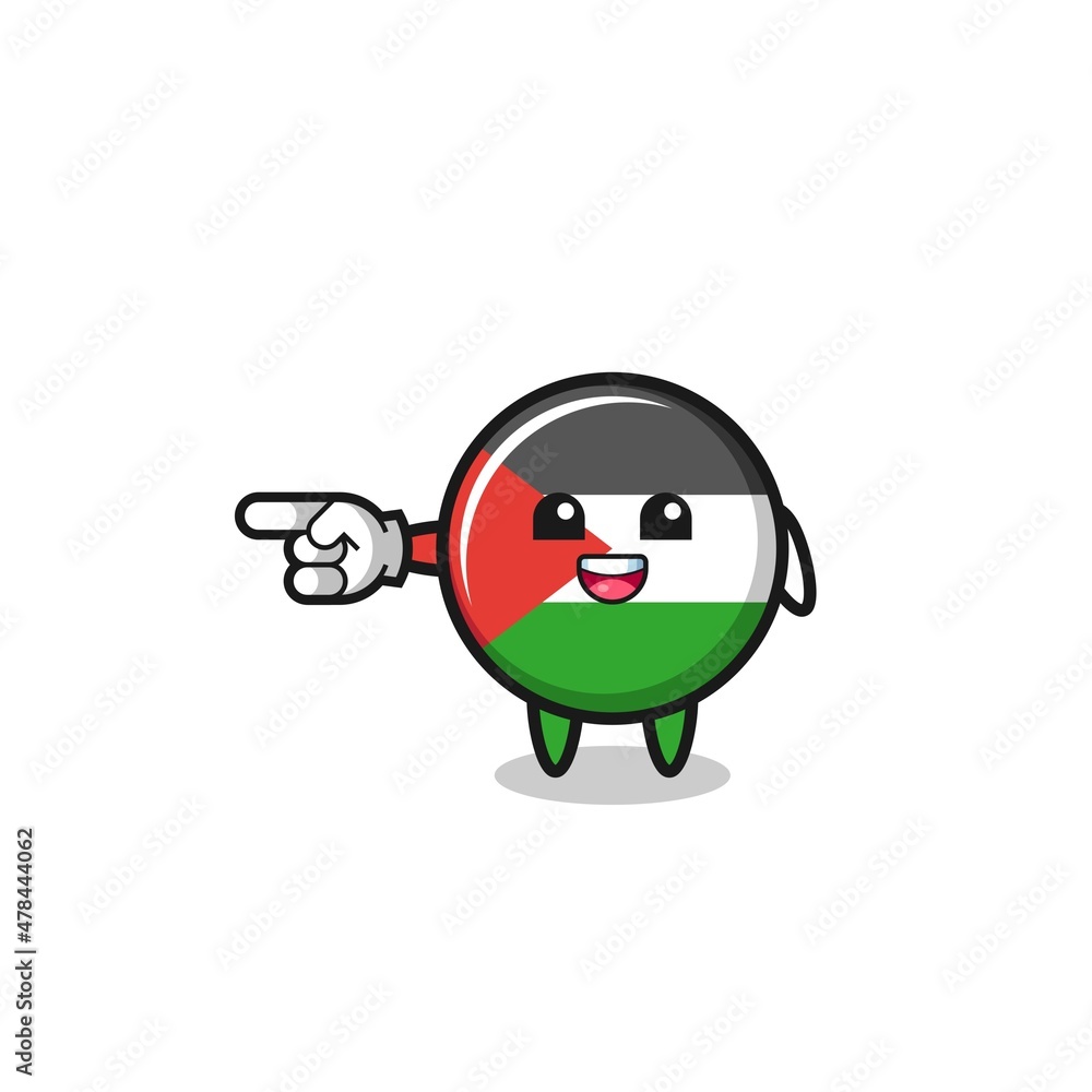 palestine flag cartoon with pointing left gesture palestine flag cartoon with pointing left gesture