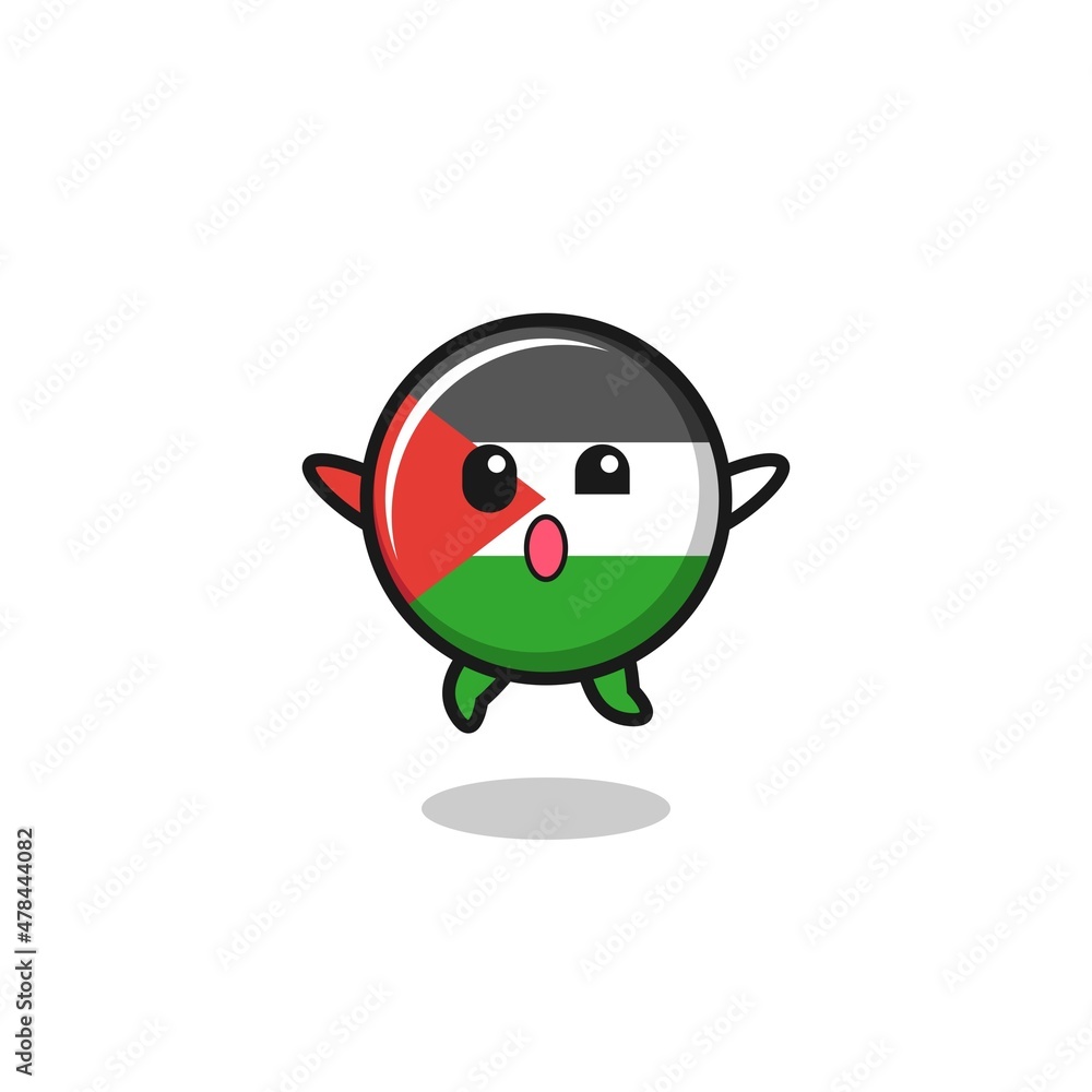 Naklejka premium palestine flag character is jumping gesture