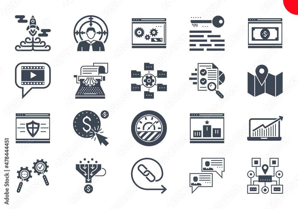 Thin Line Icons Set of Search Engine Optimization Thin Line Icons Set of Search Engine Optimization