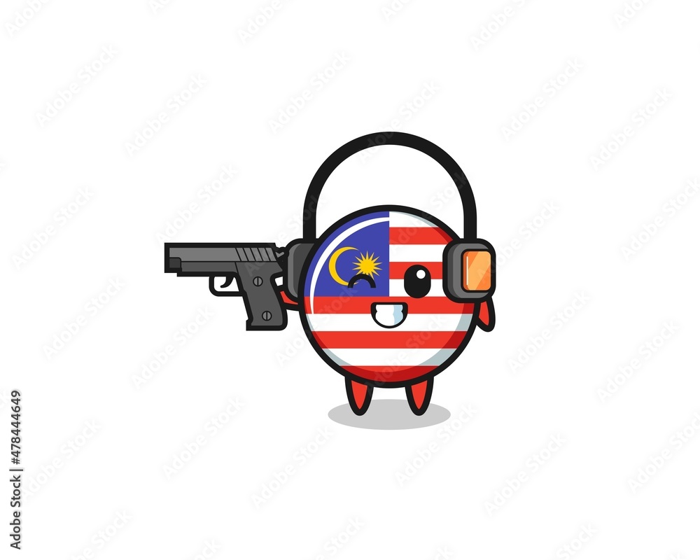 Fototapeta premium illustration of malaysia flag cartoon doing shooting range