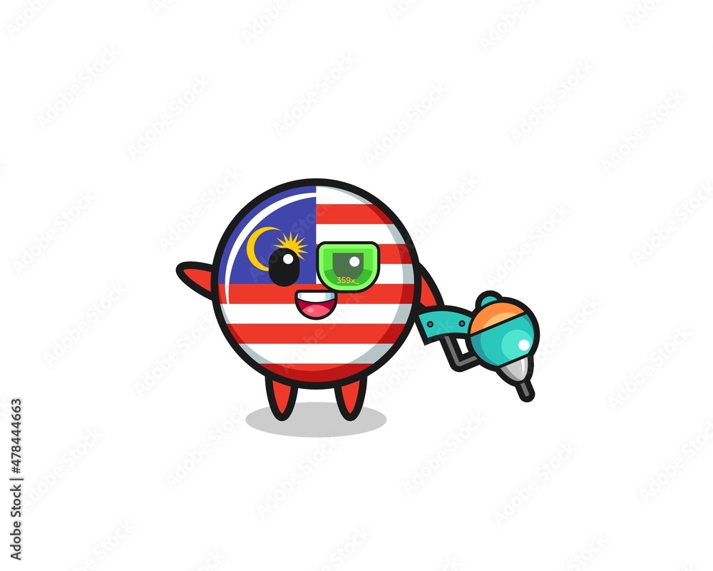 malaysia flag cartoon as future warrior mascot