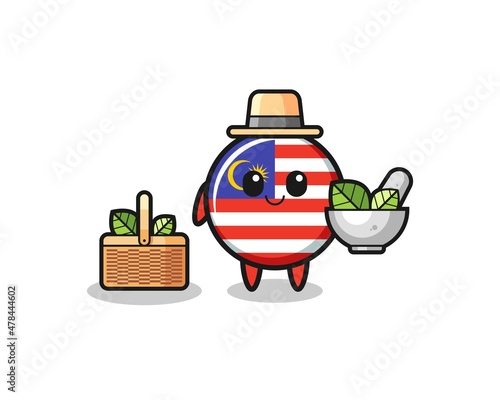 malaysia flag herbalist cute cartoon