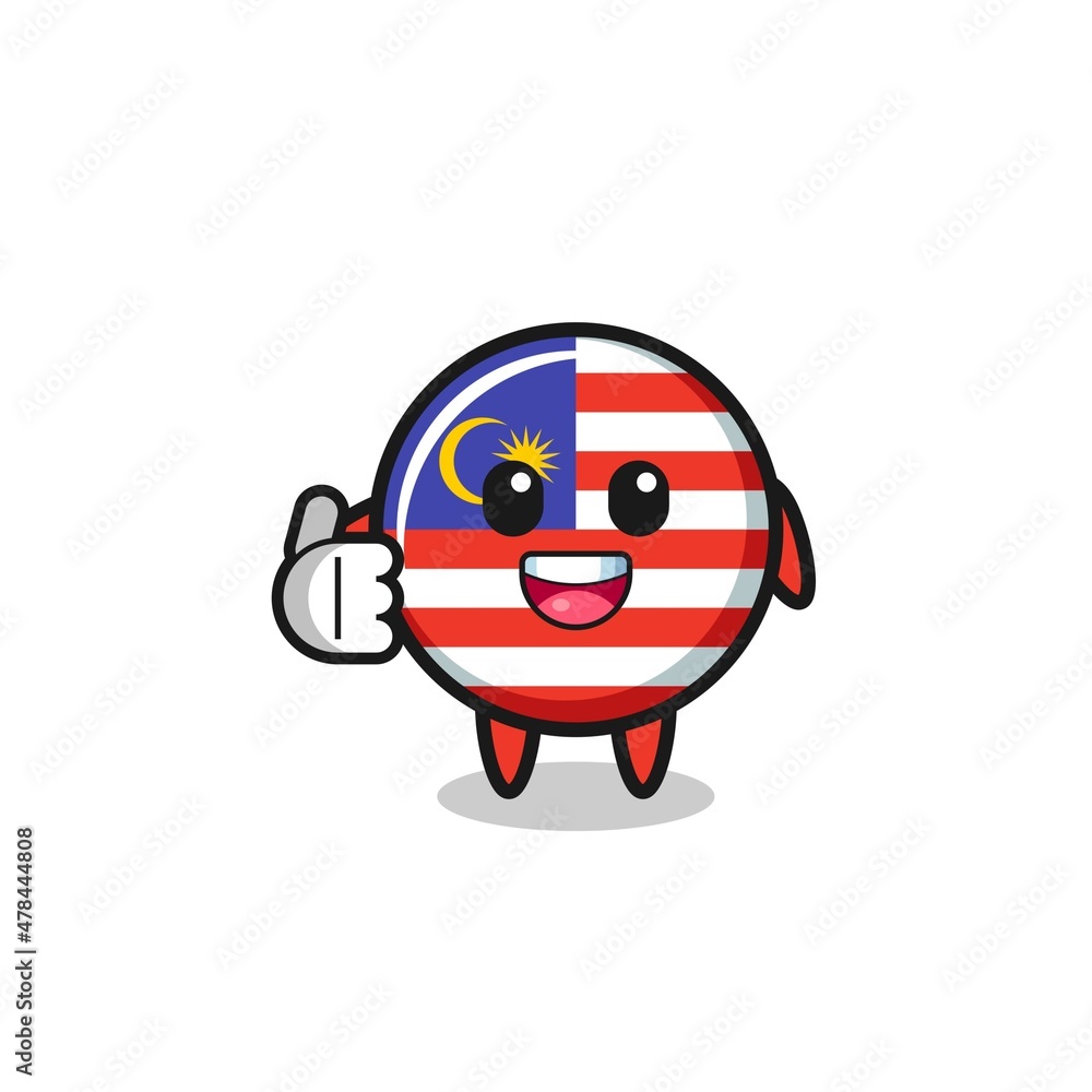 malaysia flag mascot doing thumbs up gesture