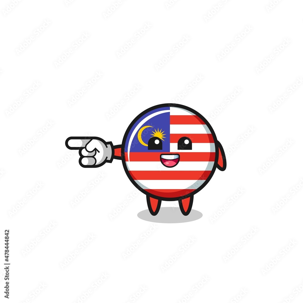 malaysia flag cartoon with pointing left gesture malaysia flag cartoon with pointing left gesture