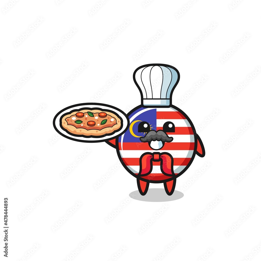 malaysia flag character as Italian chef mascot malaysia flag character as Italian chef mascot