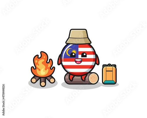 camping illustration of the malaysia flag cartoon