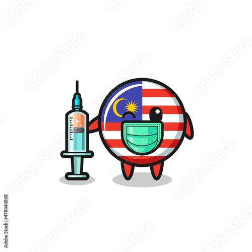 malaysia flag mascot as vaccinator