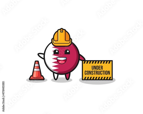 illustration of qatar flag with under construction banner