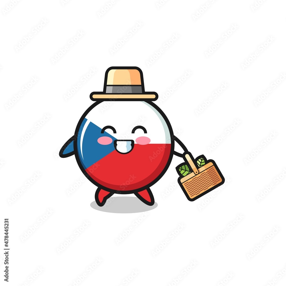 Obraz premium czech flag herbalist character searching a herbal