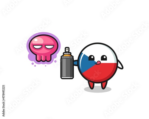 czech flag cartoon make a graffiti with a spray paint