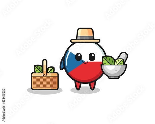 czech flag herbalist cute cartoon