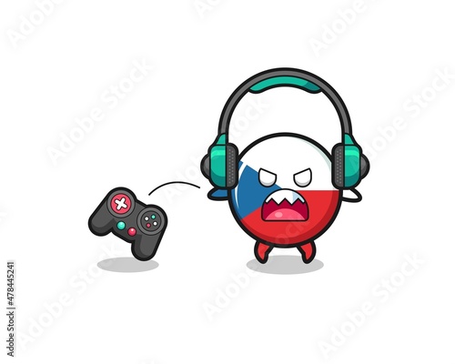 czech flag gamer mascot is angry