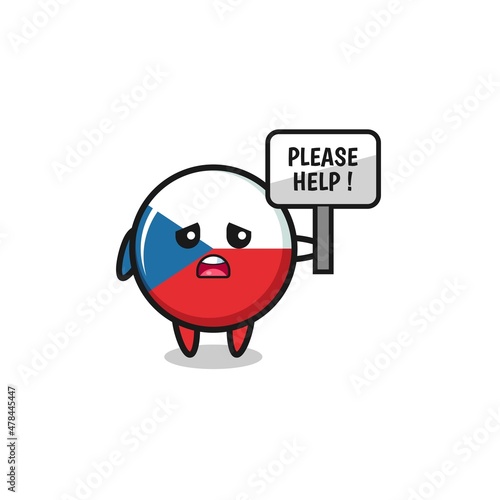 cute czech flag hold the please help banner