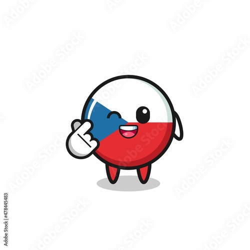 czech flag character doing Korean finger heart