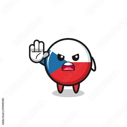czech flag character doing stop gesture