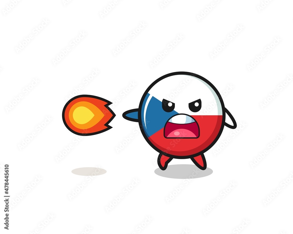 cute czech flag mascot is shooting fire power
