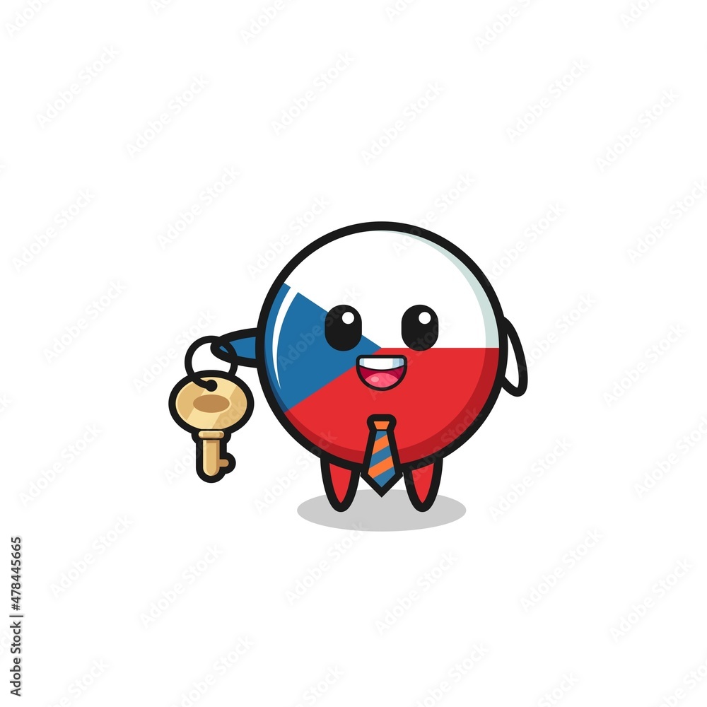 Naklejka premium cute czech flag as a real estate agent mascot