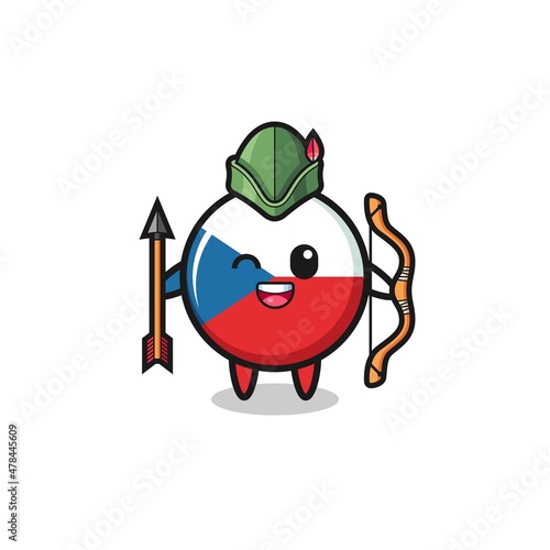 czech flag cartoon as medieval archer mascot
