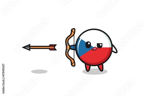 illustration of czech flag character doing archery
