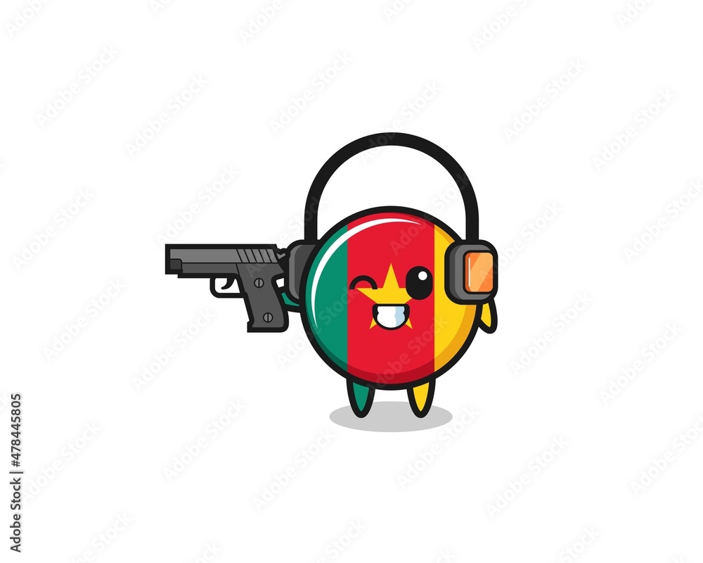 Fototapeta premium illustration of cameroon flag cartoon doing shooting range