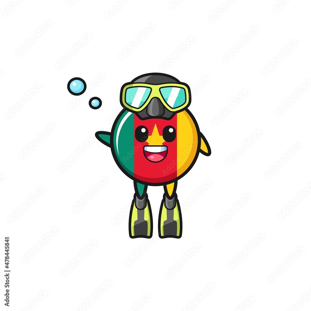 the cameroon flag diver cartoon character the cameroon flag diver cartoon character