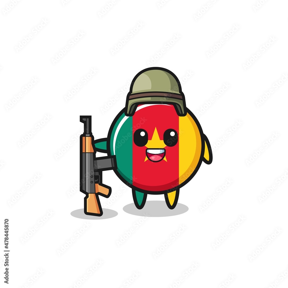 cute cameroon flag mascot as a soldier cute cameroon flag mascot as a soldier