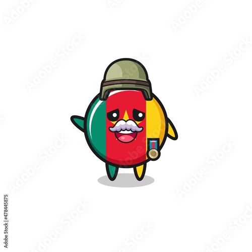 cute cameroon flag as veteran cartoon