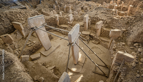 Gobekli tepe in Sanliurfa, Turkey. The Ancient Site of Gobeklitepe is The Oldest Temple of the World. UNESCO World Heritage site.	 photo