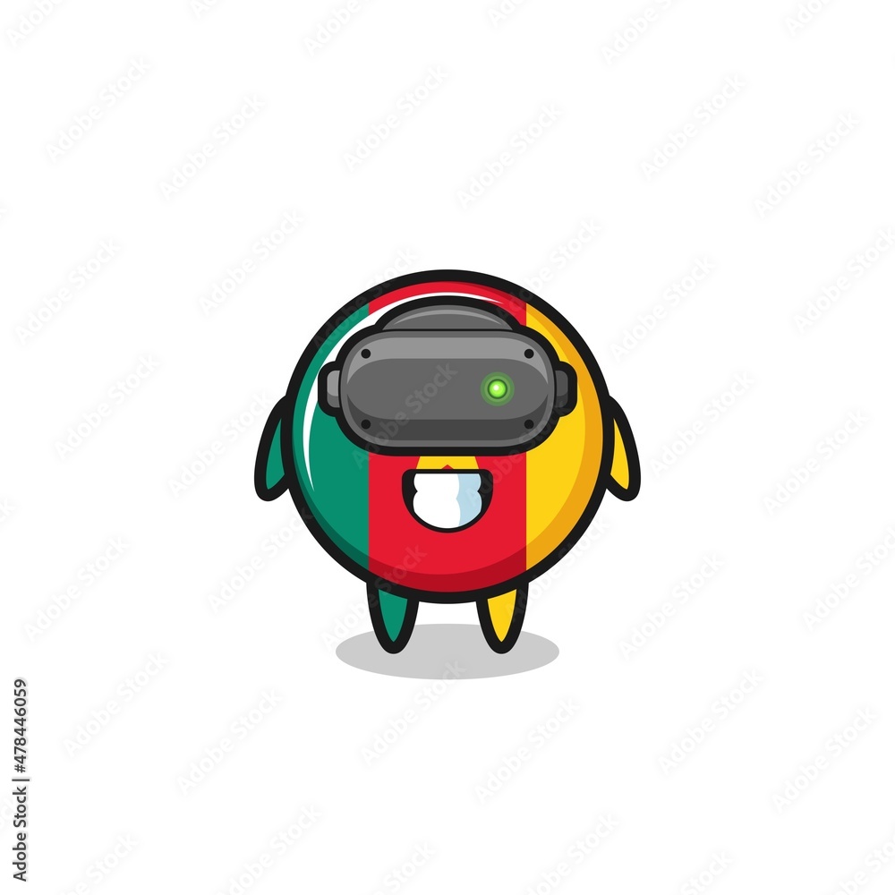 Obraz premium cute cameroon flag using VR headset