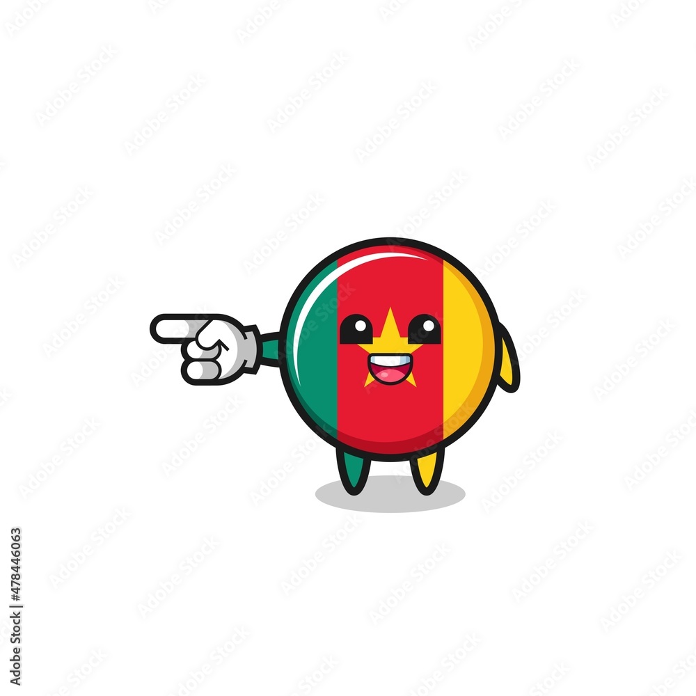 cameroon flag cartoon with pointing left gesture cameroon flag cartoon with pointing left gesture