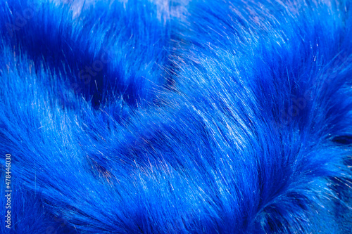 Fotografija Furry fabric. Blue furry or shaggy or plush fabric in top view.