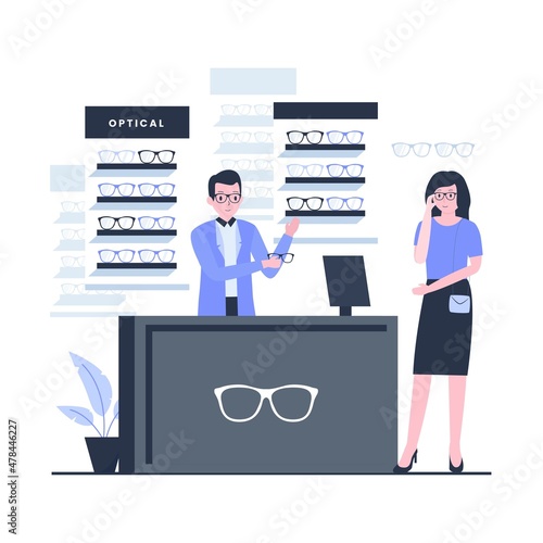 Optical shop illustration design concept