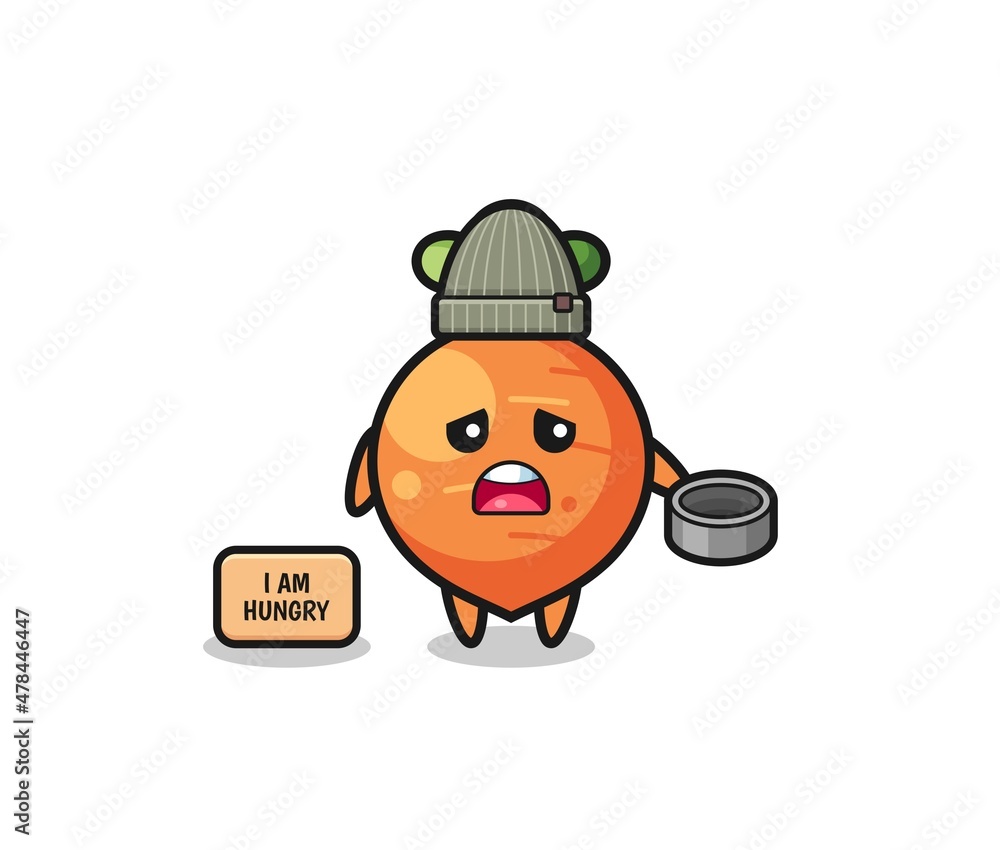 cute carrot beggar cartoon character