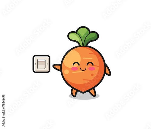 cartoon carrot is turning off light