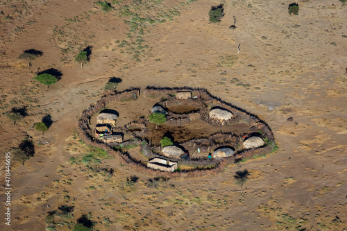 Maasai Enkang Traditional Village Amboseli Park Game Reserve Kenya photo