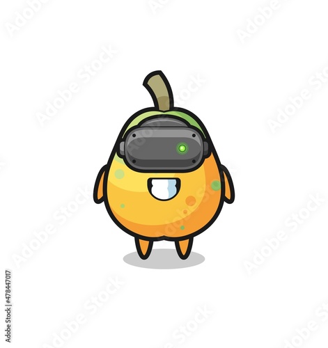 cute papaya using VR headset