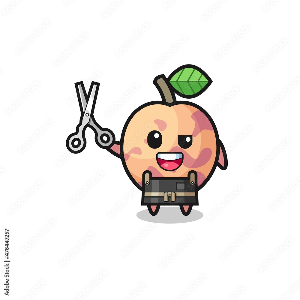 pluot fruit character as barbershop mascot pluot fruit character as barbershop mascot