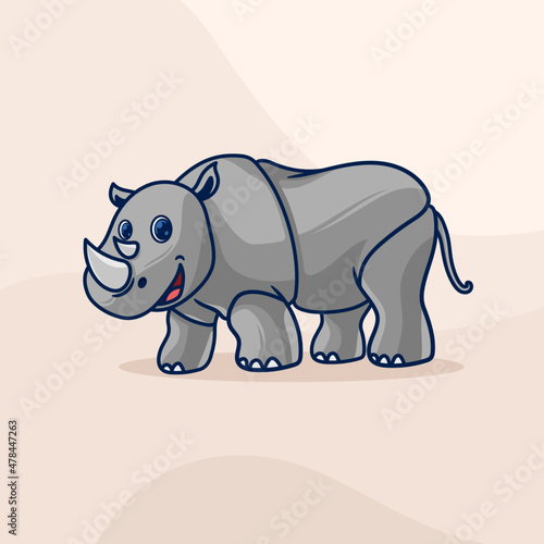 Cute Rhinoceros Cartoon Isolated © garistipis