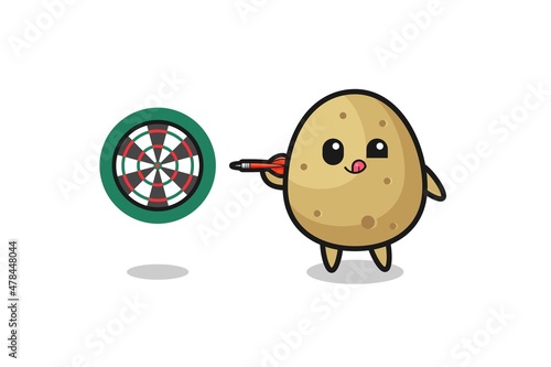 cute potato is playing dart