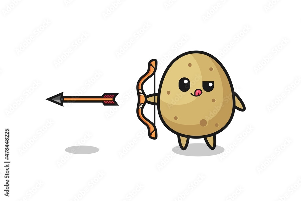 illustration of potato character doing archery illustration of potato character doing archery