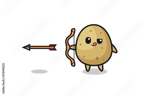 illustration of potato character doing archery