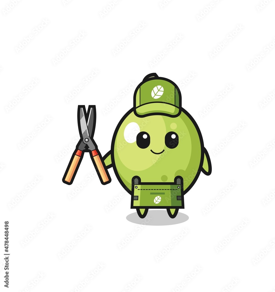 cute olive as gardener mascot cute olive as gardener mascot