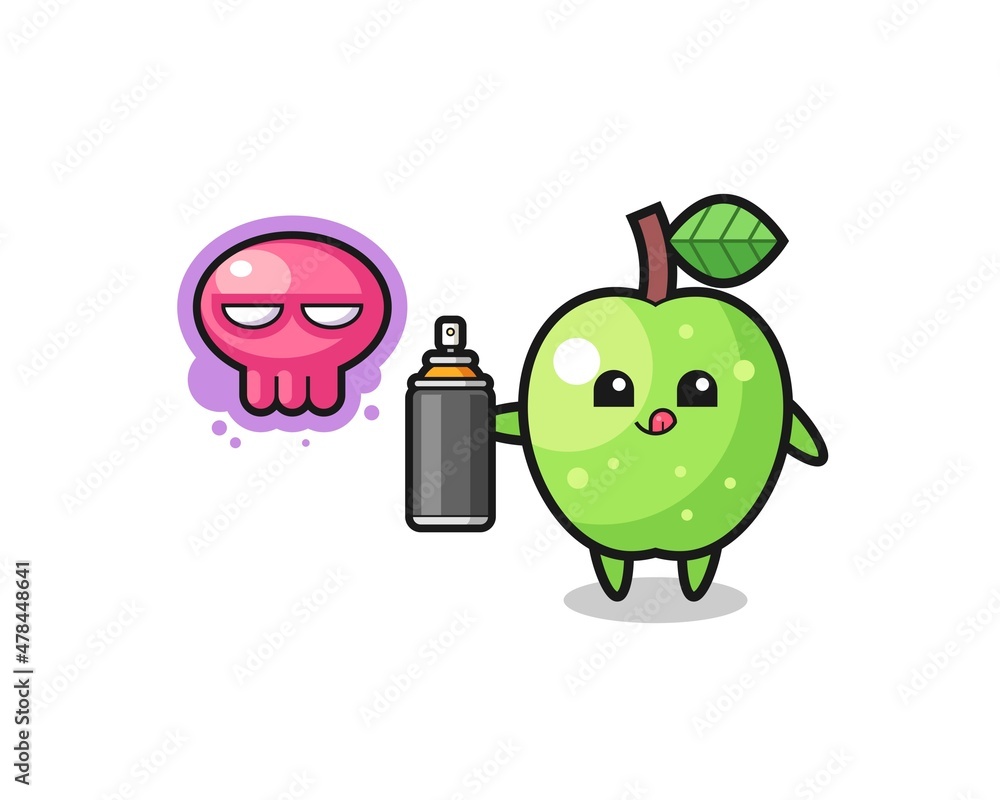 green apple cartoon make a graffiti with a spray paint green apple cartoon make a graffiti with a spray paint