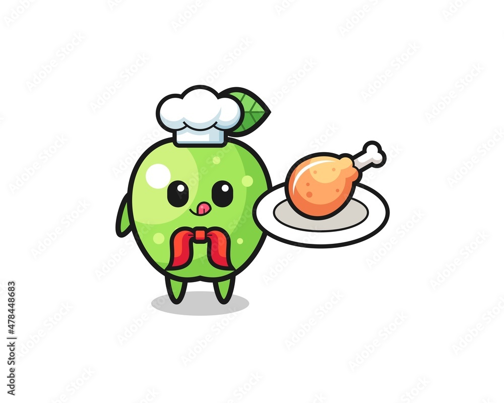 green apple fried chicken chef cartoon character green apple fried chicken chef cartoon character