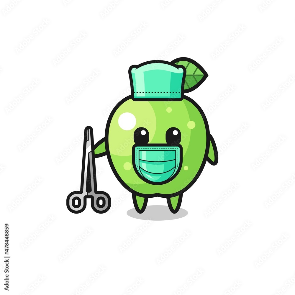 surgeon green apple mascot character surgeon green apple mascot character