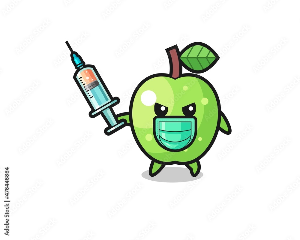 Obraz premium illustration of the green apple to fight the virus