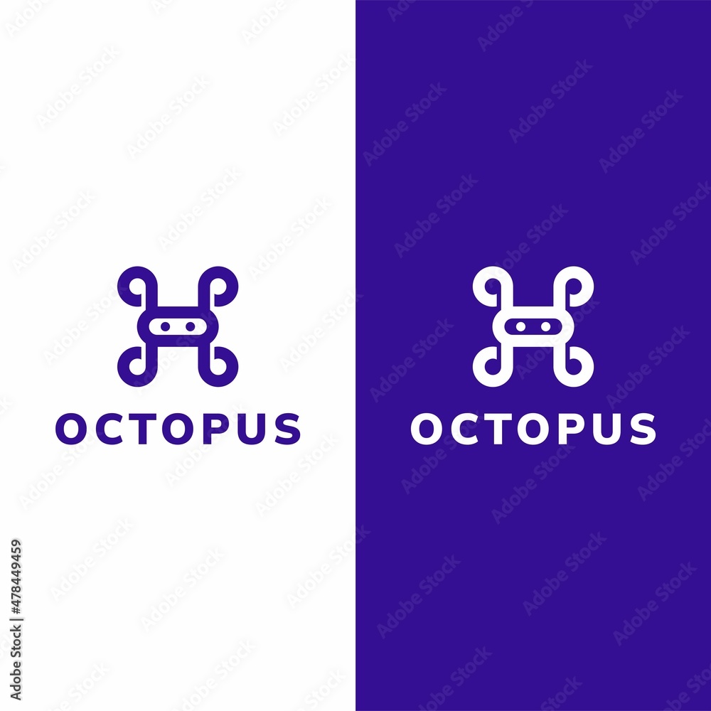 Octopus Abstract Simple Vector Design Logo Modern Linear Line Art Style. For Viruses, Web, Security, Technology, Seafood. Best Illustration Octopus Abstract Simple Vector Design Logo Modern Linear Line Art Style. For Viruses, Web, Security, Technology, Seafood. Best Illustration
