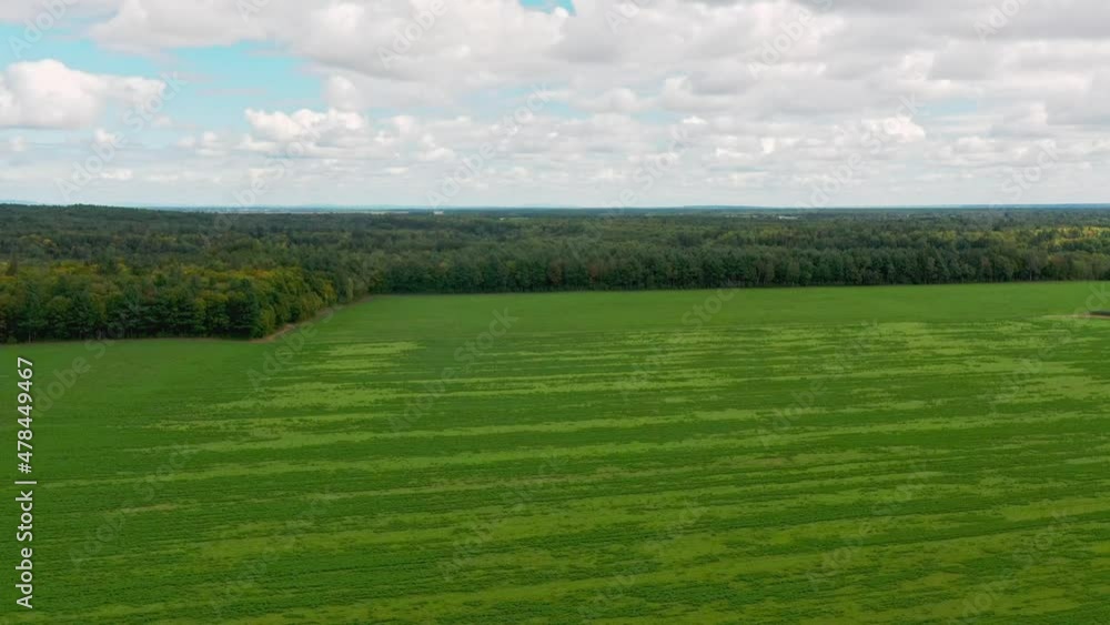 Rising high above a field of green grass in the country of Sainte-Genevieve-de-Batiscan on a cloudy sky Rising high above a field of green grass in the country of Sainte-Genevieve-de-Batiscan on a cloudy sky