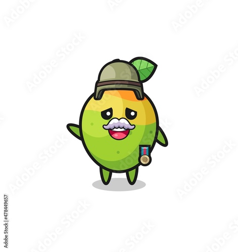 cute mango as veteran cartoon